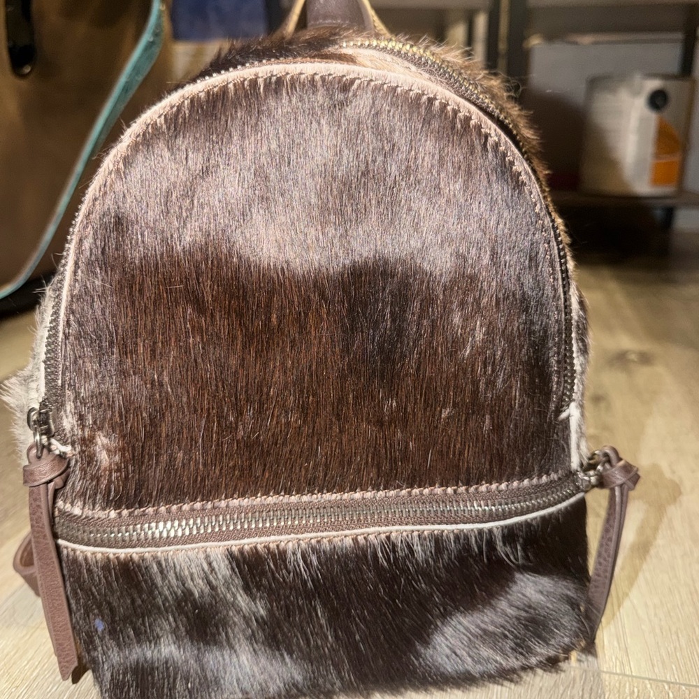 Haircalf Brown Mini Backpack